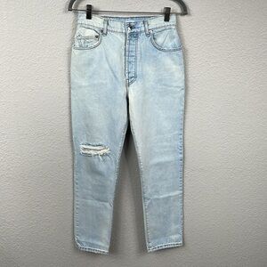 Sablyn High Rise Light Wash Jeans Distressed Knee Rip Button Fly Sz 26